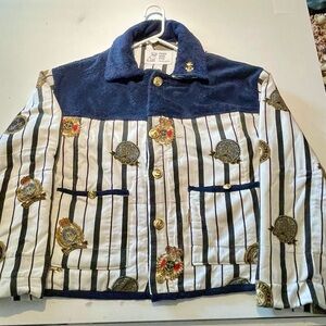 Reworked Upcycled Nautical themed cropped jacket